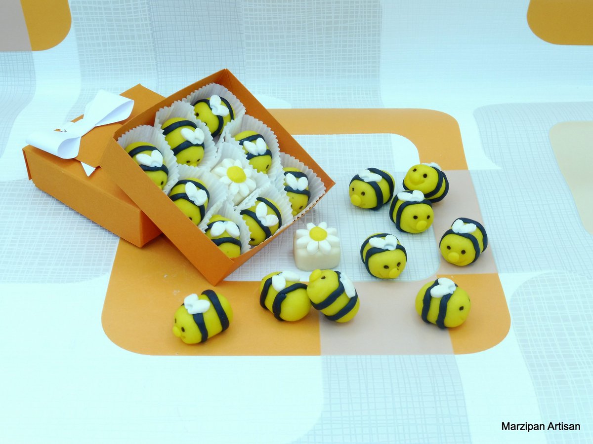 Buzz, buzz, buzz ....... Handmade marzipan Bee's , each little bee is handmade from 100% marzipan 😋😋 Not only do they make a great gift but they also look fabulous on a cake or cupcake 🐝🐝 #marzipan #bees #mhhsbd #firsttmaster