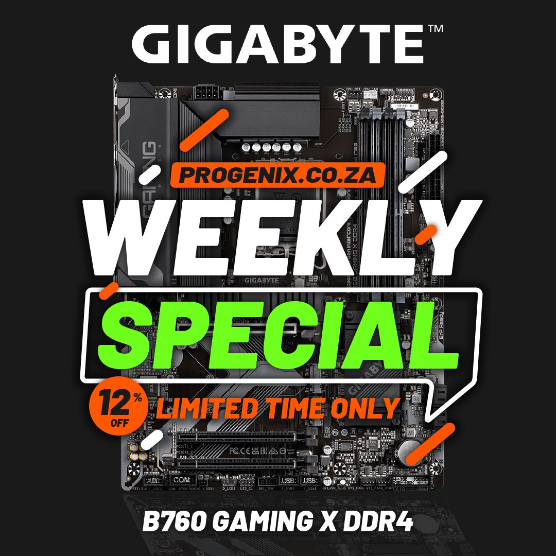 ‼️ Deal Alert ‼️ @ProgenixZA has an awesome special on B760 GAMING X DDR4 motherboard with a 12% discount for a limited time 😲 Don't delay, get yours today 👉 bit.ly/4tz6agE?utm_so… 👈 #gigabyte #aorus #progenix #weeklyspecial #deal #dealalert #motherboard #mobo #mainboard