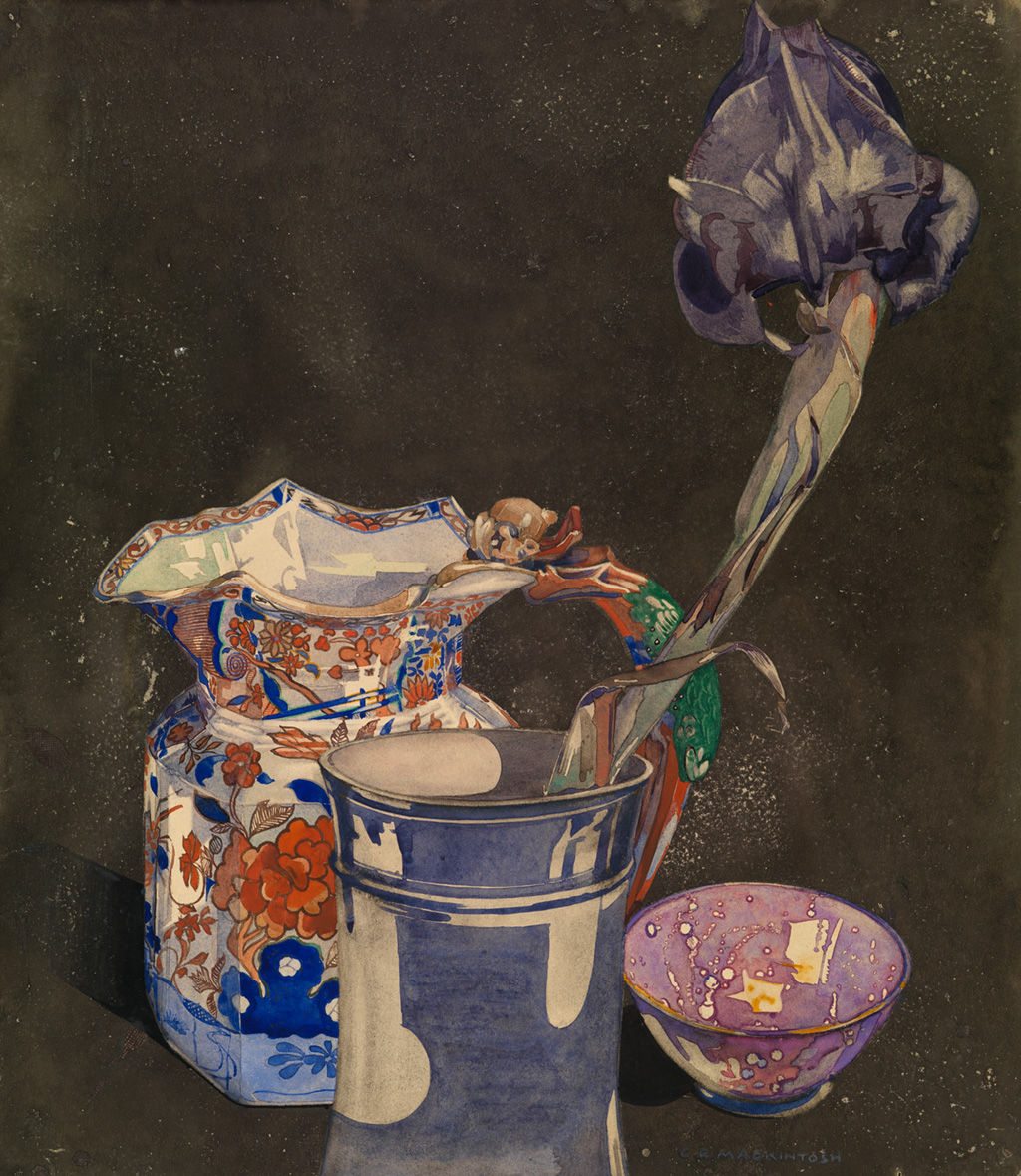 Grey Iris by Charles Rennie Mackintosh c. 1923 (Glasgow Museums). Grebe Place, Chelsea.