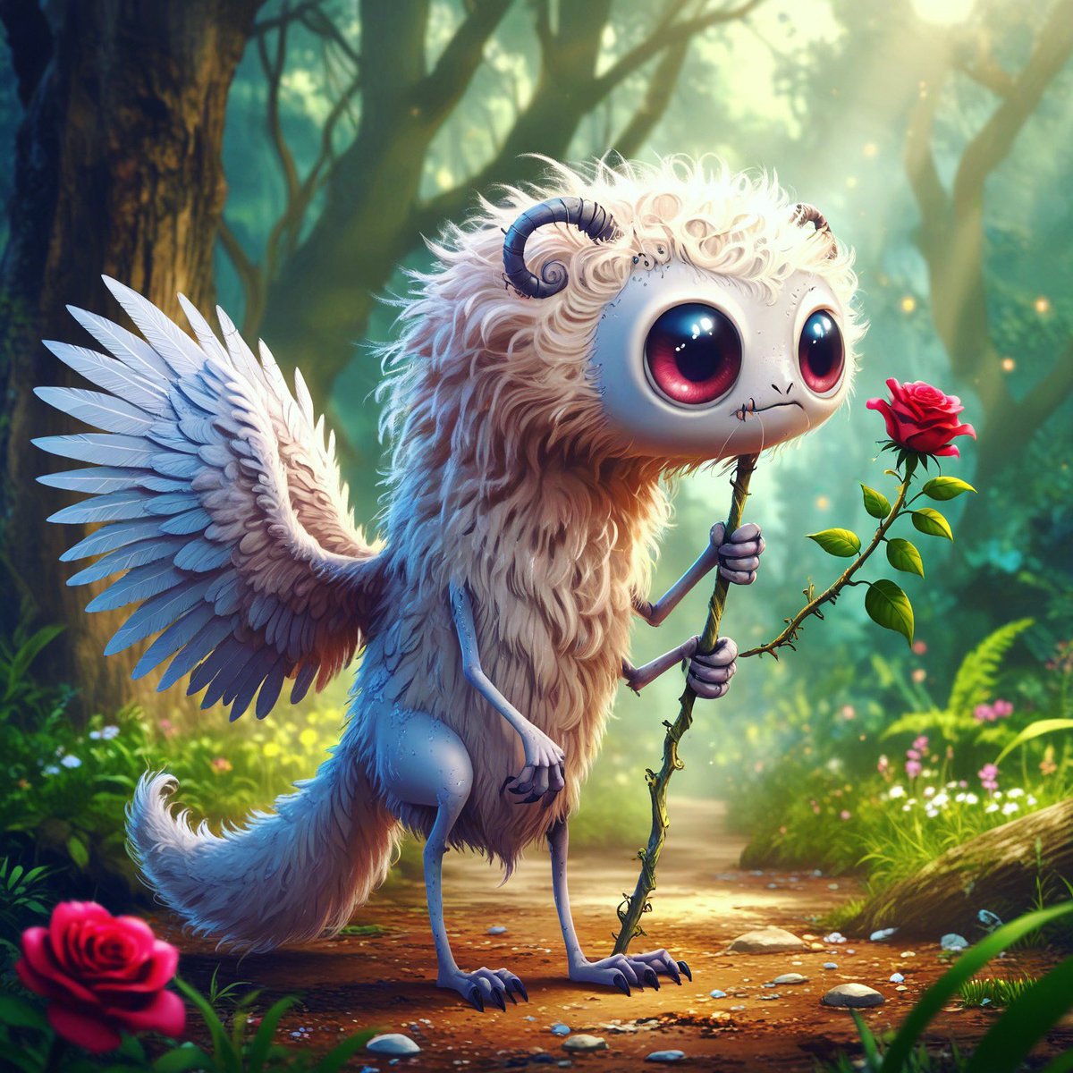 Inspired you will be #flowers  #fluffy #bigeyes #cute #photography #portrait #love #fluffy #sureal #abstract #scifi #illustration #photography #nftcommunity #aicommunity #vibrant #fantastic #cute #feather #bird #wild #pixar #disney #comic #render #3d #recycle