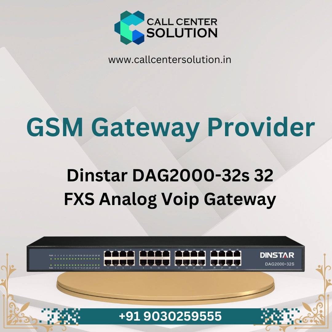 DAG2000-32S is a multi-functional analog VoIP gateway 
callcentersolution.in/.../dinstar-da…
Call - +91 9030259555
x.com/ccscallsolution
in.pinterest.com/callcentersolu…
#callcentersolution #dinstargsmgateway #gsmgateway #32portgateway #analog #voip #voipgateway #telephony #pbxsystem #fxsvoipgateway