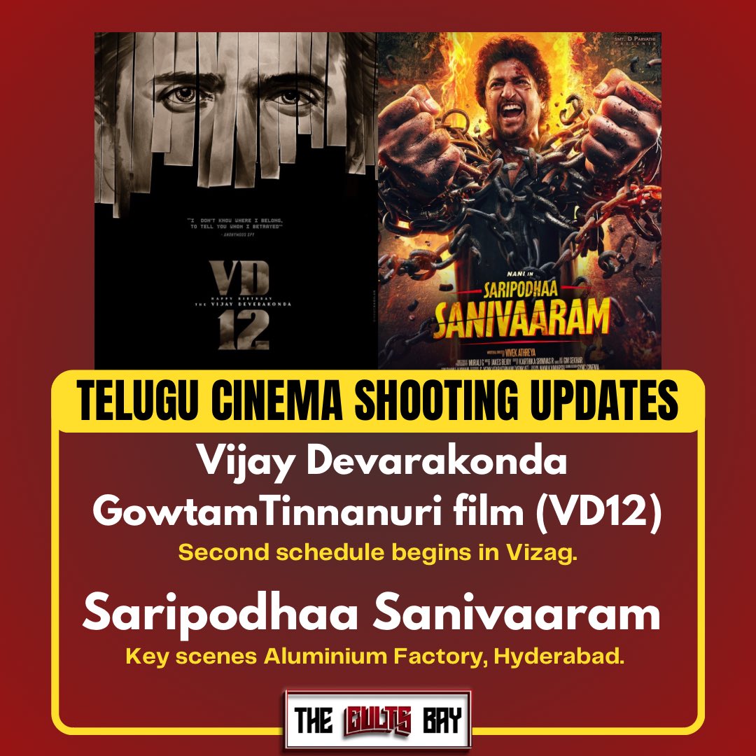 Telugu Cinema - Shooting Updates - May 7, 2024

#thecultsbay 
#VDGowtamTinnanuri 
 #saripodhaasanivaaram 
#vd #vijaydevarakonda #vijaydevarakonda #vd12