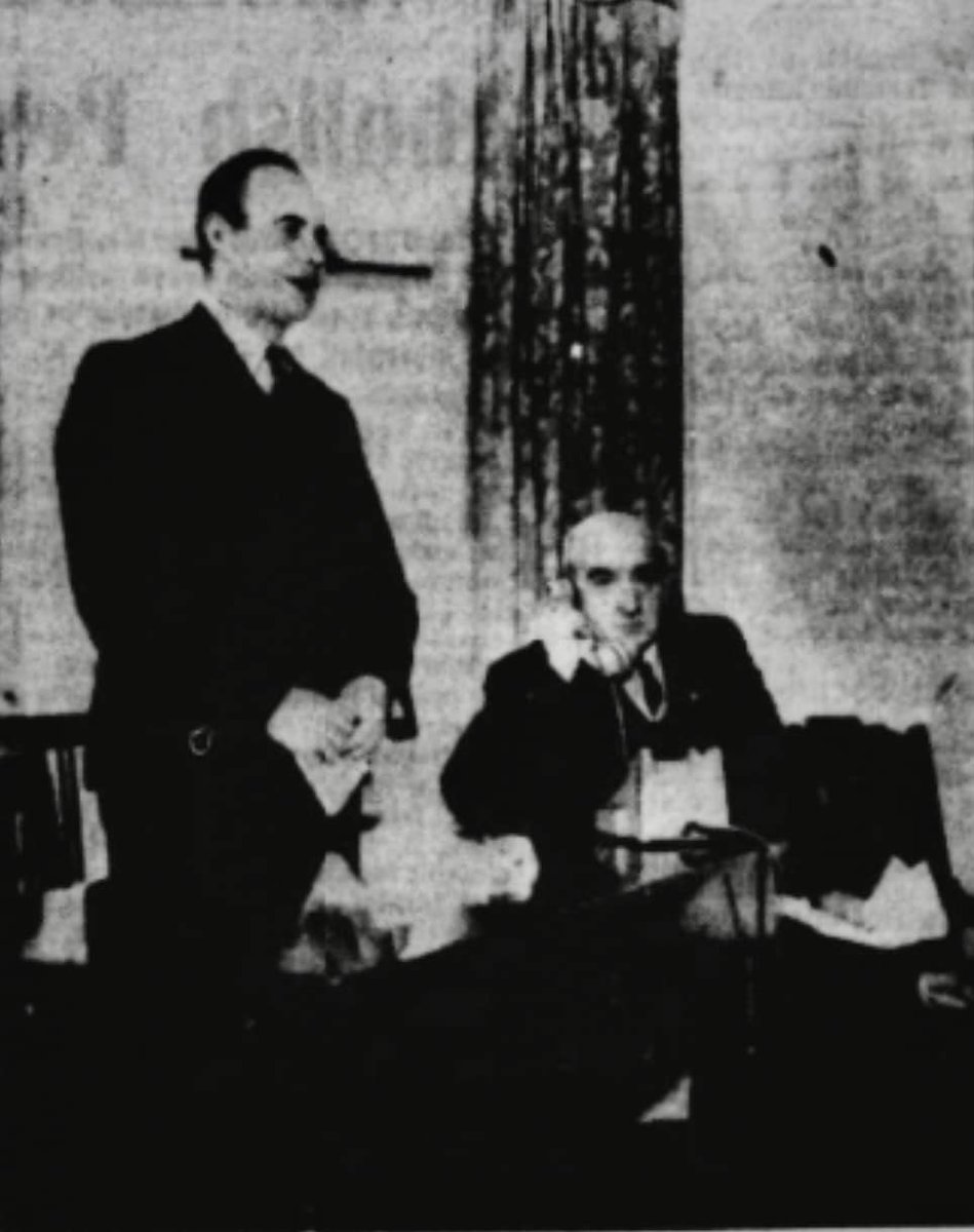 Archie Mc Sparran the Chairperson of Ballycastle Rural District Council and Albert Coyles of the County Council.

A historic picture as this is the first phone call ever to Rathlin Island in November 1953.