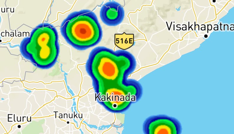 Storm has formed over #kakinda #Pithapuram #peddapuram #samalkot  #merdumilli regions. Set to move towards #rajahumandry #AndhraPradesh #premonsoonshowers