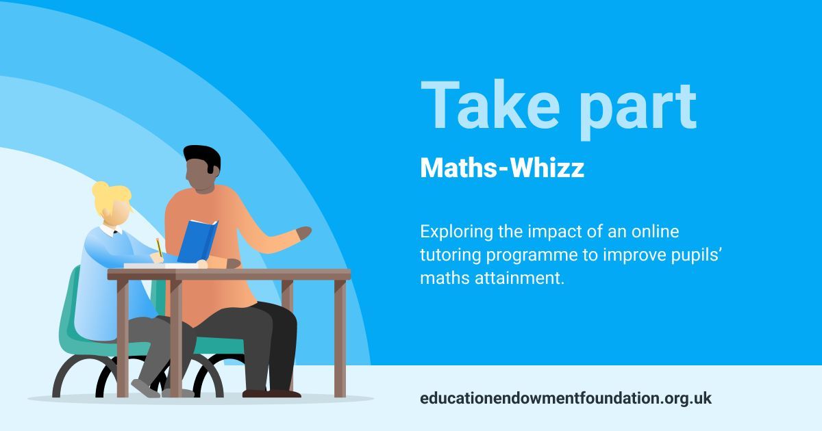 Cornwall Research School (@rsncornwall) on Twitter photo 📣 Calling primary school maths leads!
Sign up to our trial of Maths-Whizz, designed by <a href="/Whizz_Education/">Whizz Education</a>.
This online tutoring programme aims to improve Key Stage 1 and 2 pupils’ maths attainment.
Find out more: eef.li/VLBqU8 📣 Calling primary school maths leads!
Sign up to our trial of Maths-Whizz, designed by <a href="/Whizz_Education/">Whizz Education</a>.
This online tutoring programme aims to improve Key Stage 1 and 2 pupils’ maths attainment.
Find out more: eef.li/VLBqU8
