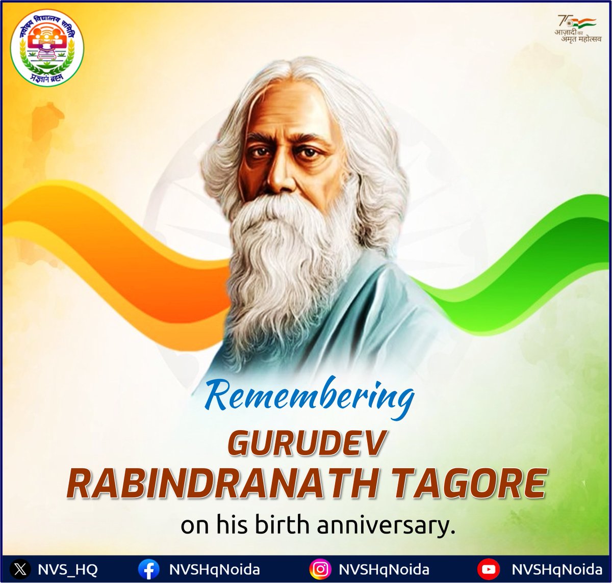 Tribute to Nobel Laureate and Composer of our #NationalAnthem ‘Jana Gana Mana' Gurudev #RabindranathTagore on his birth anniversary. His words remain a beacon of wisdom and inspiration, touching hearts around the globe. #TagoreJayanti