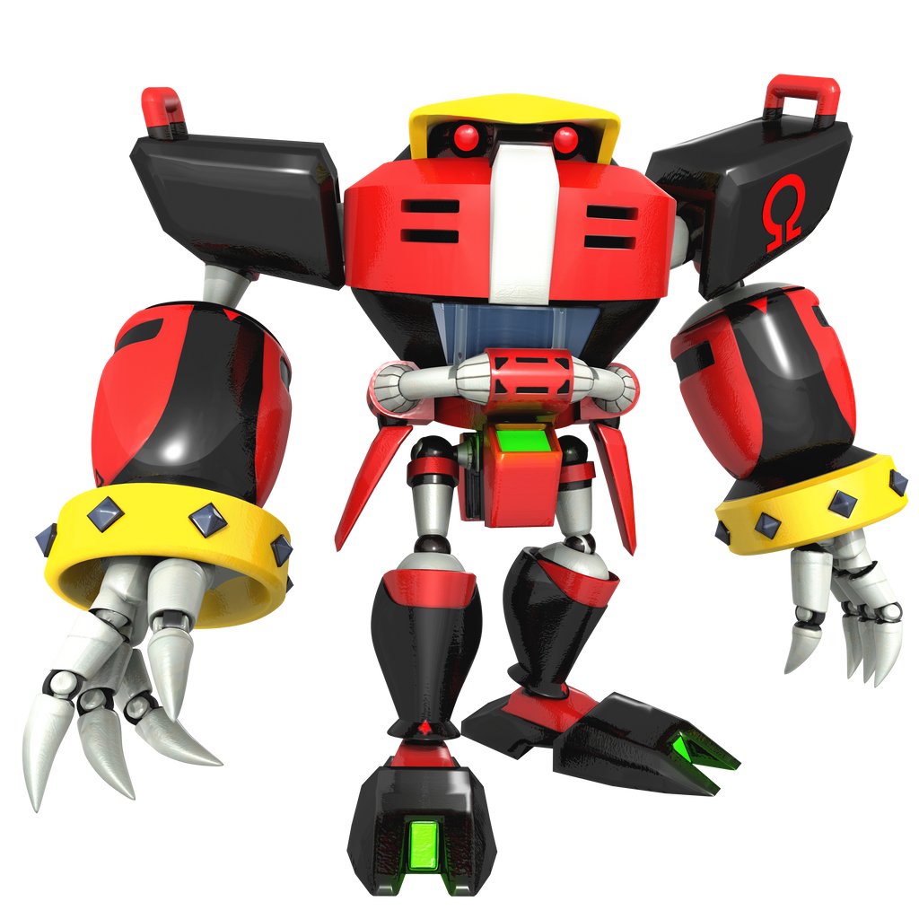 An early promotional image for Sonic Forces: Speed Battle uses a fan render of Omega created by prolific Sonic 3D artist @/NibrocRock.