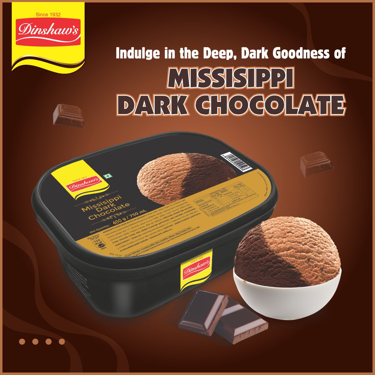 DinshawOfficial's tweet photo. Dive into Decadence Mississippi's Finest Dark Chocolate Ice Cream
#Dinshaws4UAlways #darkchocolate #missisipi #finest #richness #Chocolaty #fun #deepdive #deliciousnes #trusted #quality #special #musttry #treats #luxury #icecream #summerspecial #chillers #madefrommilk #creamy https://t.co/fyfLeoD40D
