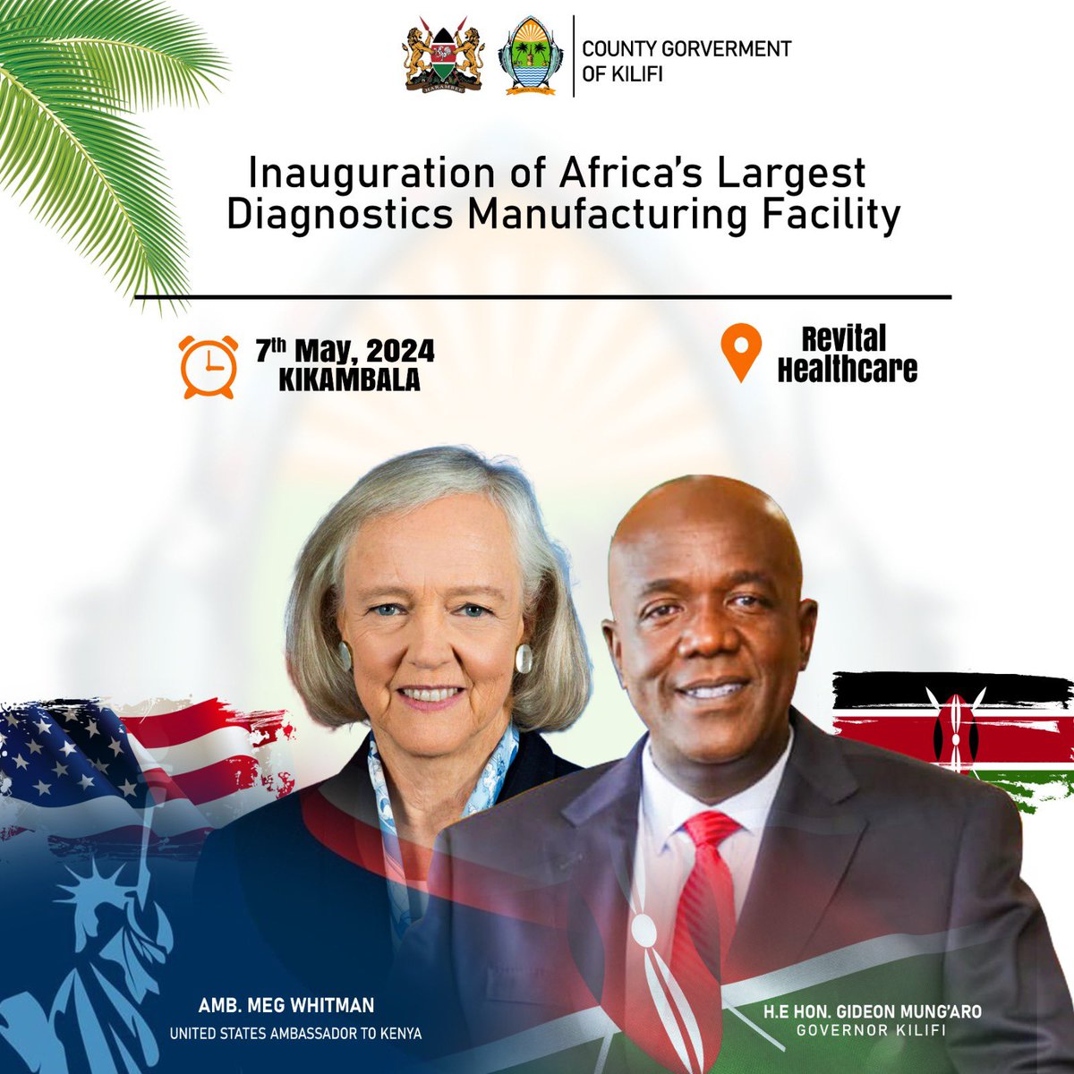 We will be commissioning Africa’s largest diagnostics manufacturing facility at Revital Healthcare @USAmbKenya @Revital_kenya