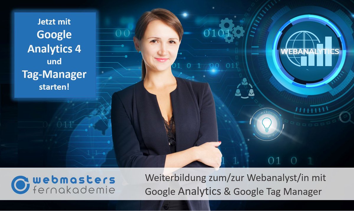 Jetzt mit Google Analytics 4 als Webanalyst/in starten: t1p.de/dtu6r 
#Weiterbildung mit den flexiblen & jederzeit zugänglichen Onlinekursen bei Webmasters Fernakademie: Webanalyse mit #GoogleAnalytics und #GoogleTagManager