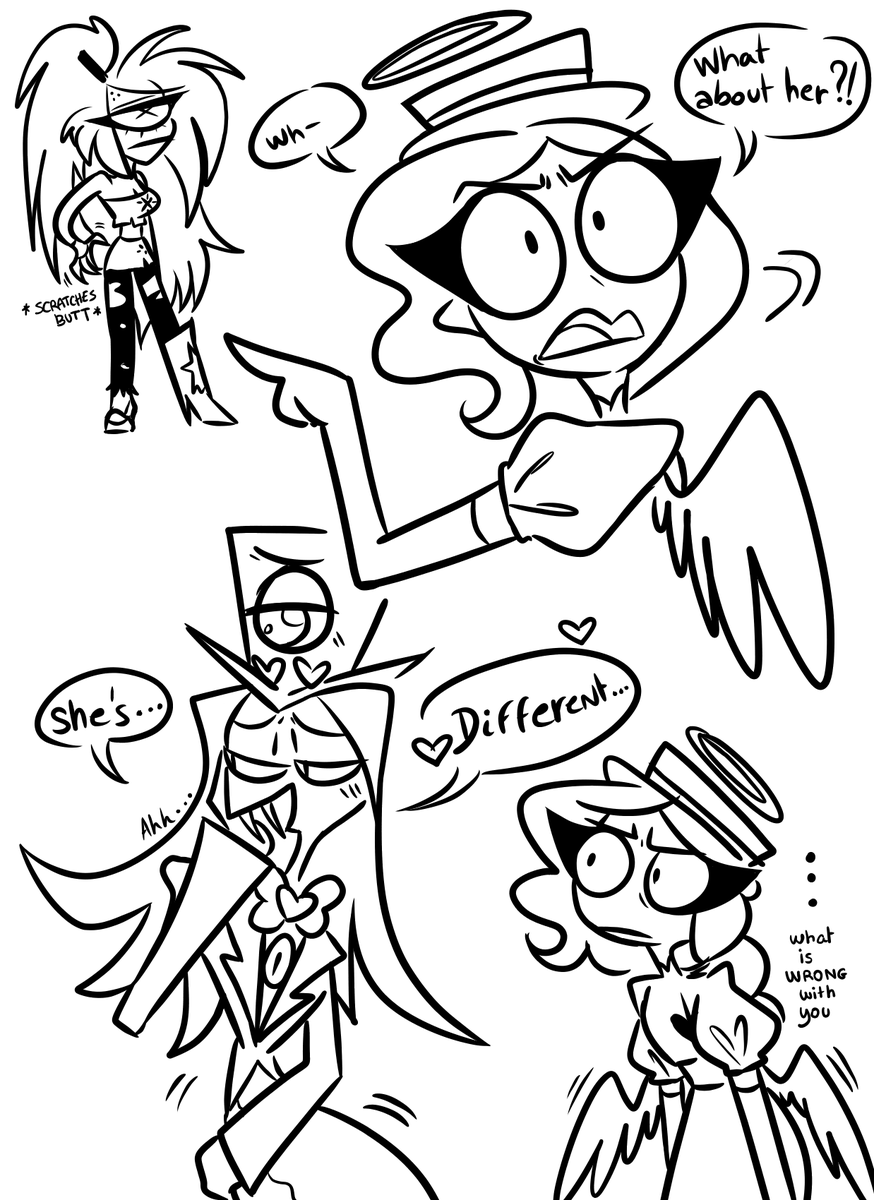 ... WHAT ABOUT HER ??? 🍒
(Made with @EMositeCC 's permission)

-----
#CherriBomb #SirPentious #HazbinHotel #Cherrisnake