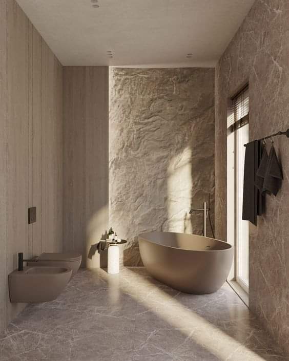 #interiordesignideas #bathroomdesign #neutralcolourpallet #naturalmaterials