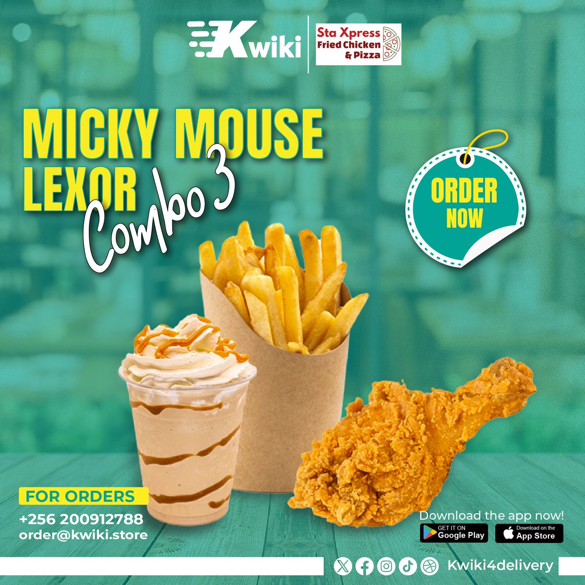 Calling all Mickey fans! ⏰  Get your paws on a Lexor Combo 3– it's the perfect Mickey-licious treat!  Order now with Kwik Foods and have it delivered in a flash

#kwikidelivery #kwiki #opennow #alwaysontime #doitquickwithkwiki #uganda #food #foodporn #fooddelivery #fastdelivery