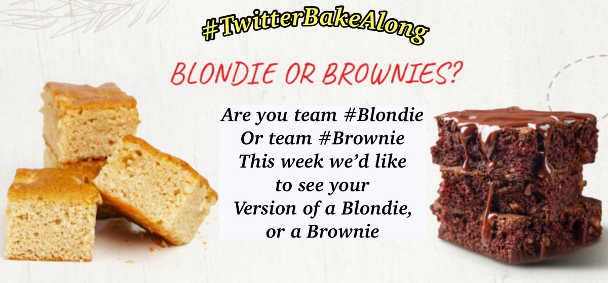 For this weeks #twitterbakealong challenge we would like you to show us if you are #teambrownie or #teamblondie or are you both 🤔 don’t forget you handwritten dated notes for a chance to be our ⭐️ baker 🥳