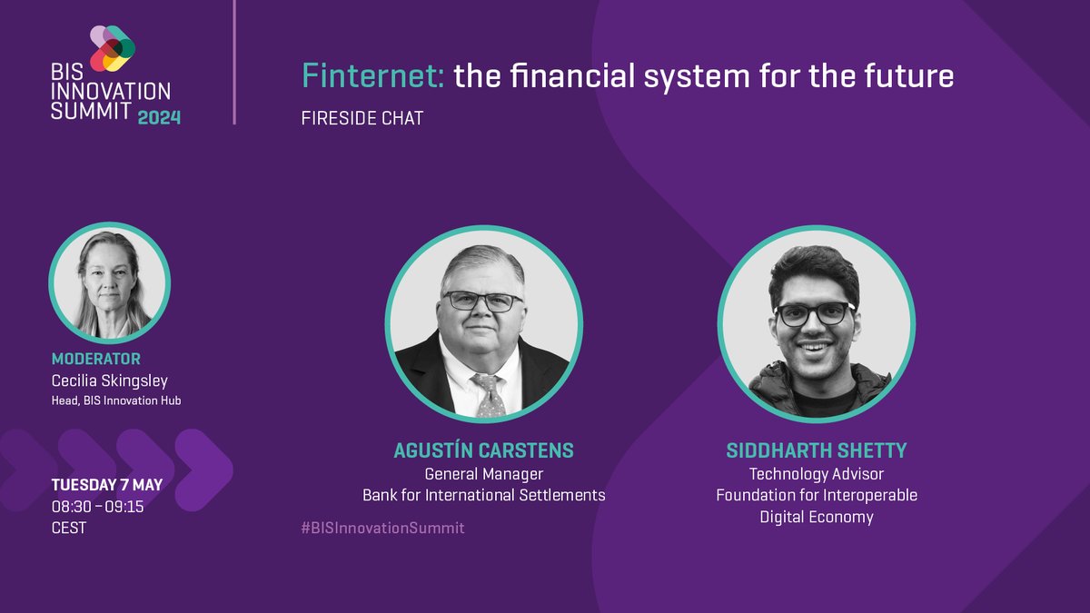 Multiple financial ecosystems interconnected. Do not miss the live firechat on the #Finternet and the future of the financial system with Agustín Carstens, Siddharth Shetty @imsiddshetty and Cecilia Skingsley – now live at the #BISInnovationSummit bis.org/events/bis_inn…