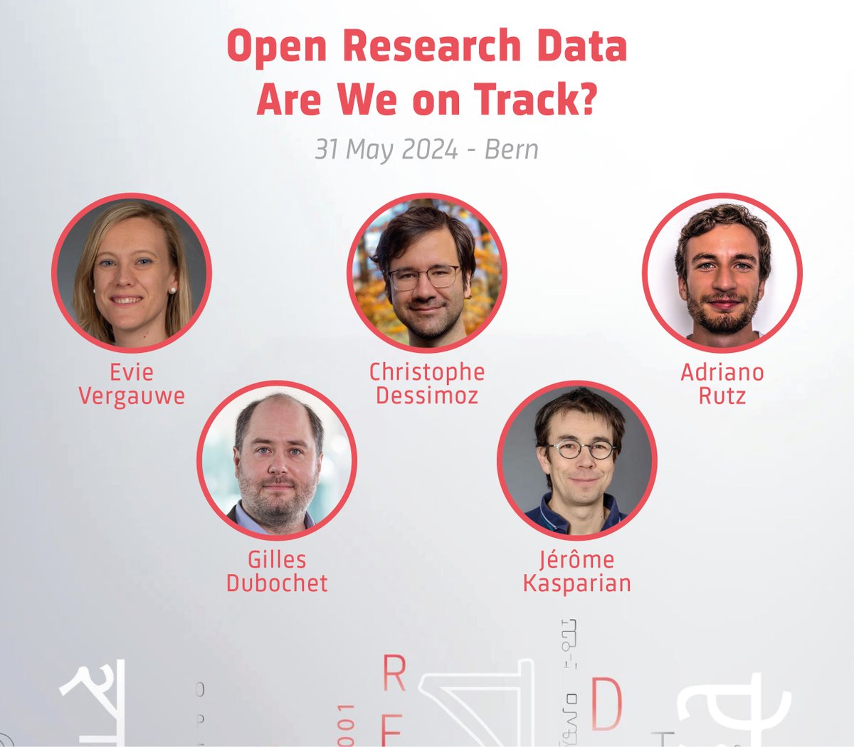 How is 🇨🇭 doing when it comes to #OpenResearchData? On 31 May, our speakers @EvieVergauwe, @cdessimoz, @Adafede, @dubochet and @KasparianJerome will share their insights with us. Learn more and register 👉 scnat.ch/en/id/HLMB9