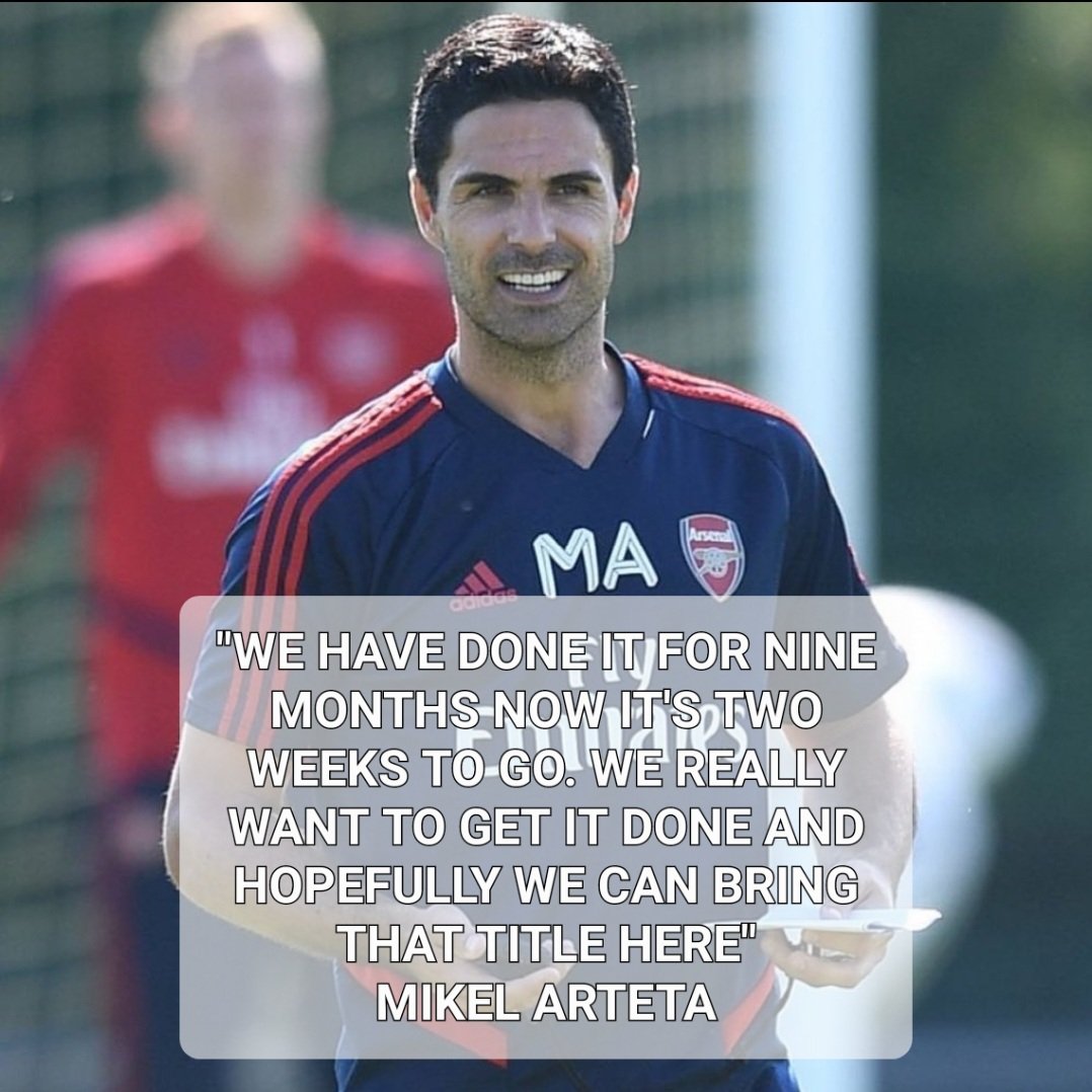 🔴⚪️Mikel Arteta on the title race 'We have done it for nine months now its two weeks to go. We really want to get it done and hopefully we can bring that title here'

#MIKELARTETA #ARSENAL #PremierLeague  #titlerace