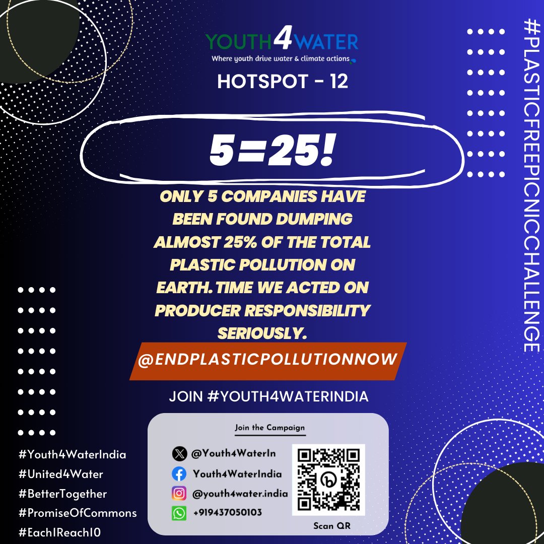 Only 5 companies, all big brands of the world, are responsible for dumping almost 25% of total #plasticwaste on #MotherEarth.  Time to make them responsible for their acts and #EndPlasticPollution
Join the #PlasticFreePicnicChallenge, one of our most popular initiatives.