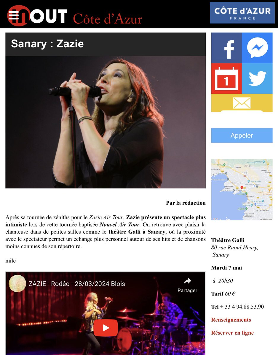 Zazie en concert intimiste ce soir au théâtre Galli #Sanary #CotedAzurFrance inout-cotedazur.com/2024/02/10/san…