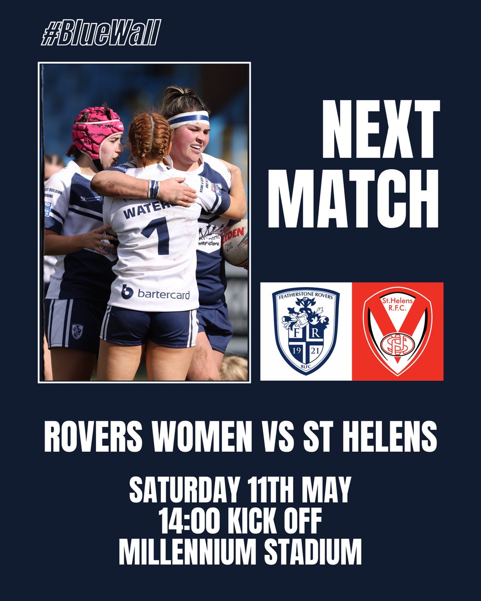 The Women’s team needs the #BlueWall this Saturday! 🗣️ Any Junior Girls teams interested in being mascots and flag bearers, please email martin.vickers@featherstonerovers.co.uk. 📧 #BlueWall