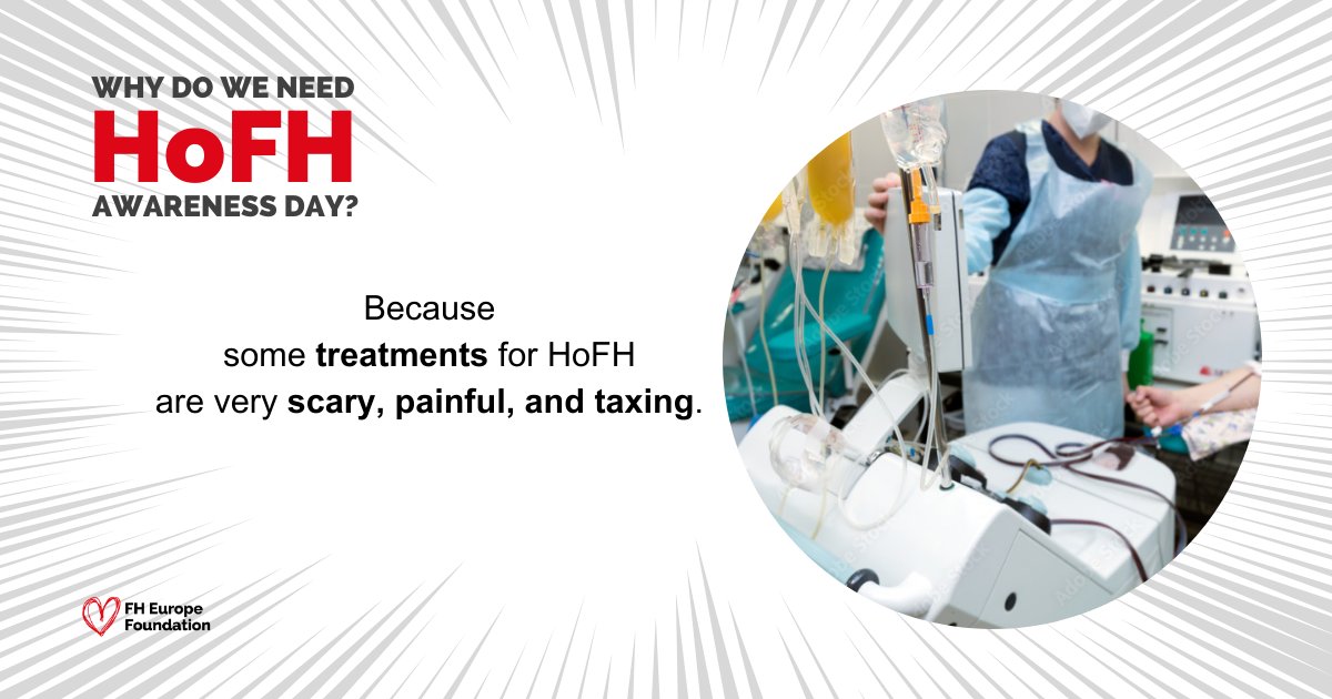 Lipoprotein apheresis effectively lowers cholesterol in HoFH but demands invasive, regular sessions, especially burdensome for children. Without treatment, HoFH reduces life expectancy. #Unite4HoFH #RareDisease #UseHeart #KnowHoFH #FindHoFH #Maythe4thbewithyou