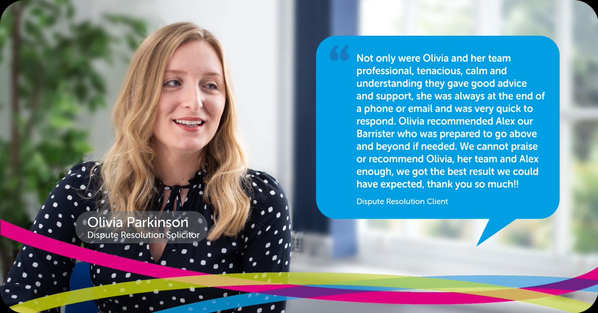 #DisputeResolution Solicitor Olivia Parkinson has received this brilliant review from a very pleased client 😊 Clearly Olivia and the team went 'above and beyond' 🚀