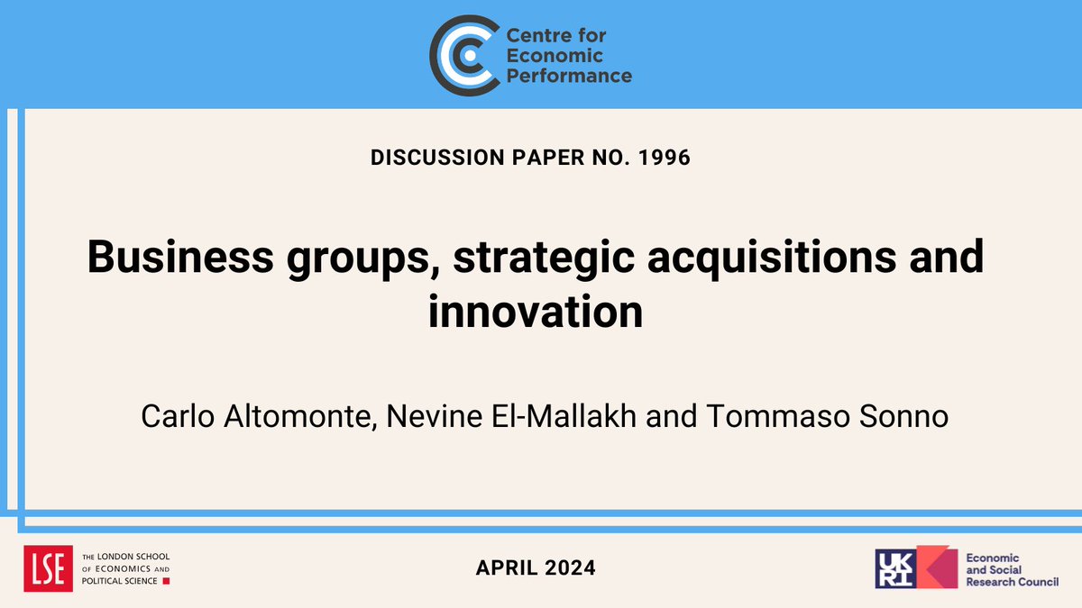 A comprehensive empirical examination of the relationship between the strategic acquisition behaviour of business groups and the innovation outcomes of acquired firms.

@Altomonte_C, Nevine El-Mallakh and @TSonno
Read: ow.ly/cGjw50Rter0