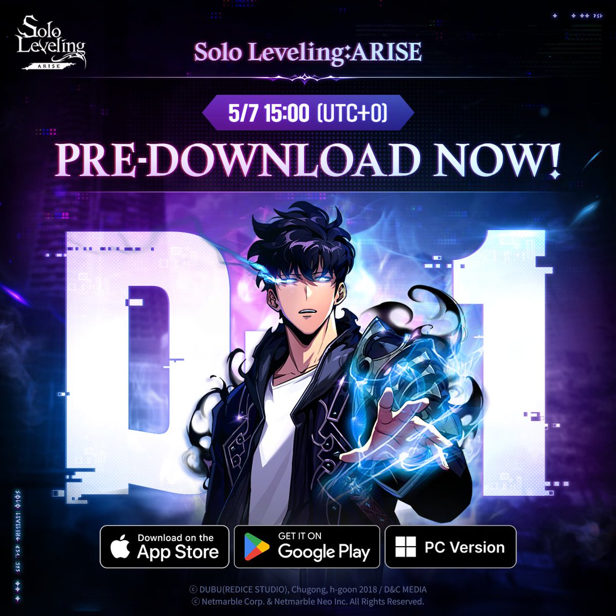 「Congratulations, You have now become a player!
DO YOU ACCEPT?」

Finally, only one day left until the Global Launch of Solo Leveling: ARISE! 🥰

Don't miss the last chance to pre-register and win abundant rewards! Get ready for the pre-download on 5/7 15:00 (UTC+0)!

[Go to