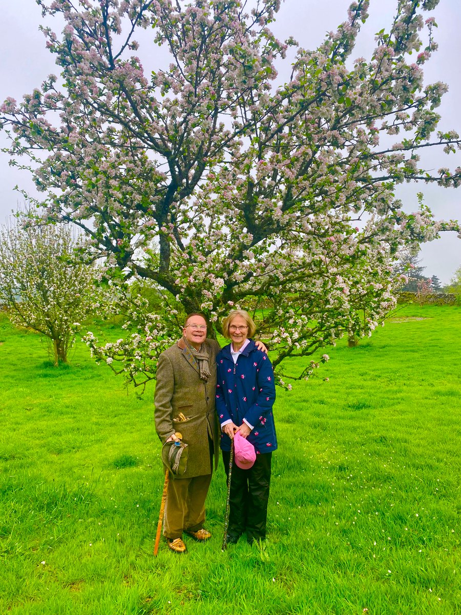 Today is our 46th wedding anniversary! How did I get so lucky? Here is our wedding picture under Nancy’s apple tree and one this past weekend under Robert Burns apple tree at his beautiful farm Ellisland.