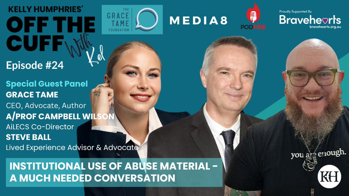 #OfftheCuff starts at 8PM - so tune in 👉 i.mtr.cool/zwkgowhrnu Hear from @KellyAHumphries, Grace Tame and @campbellwilson on the voice of lived experience and why it's integral to how materials are used against online sexual abuse. @BraveheartsInc @MonashUni @AilecsLab