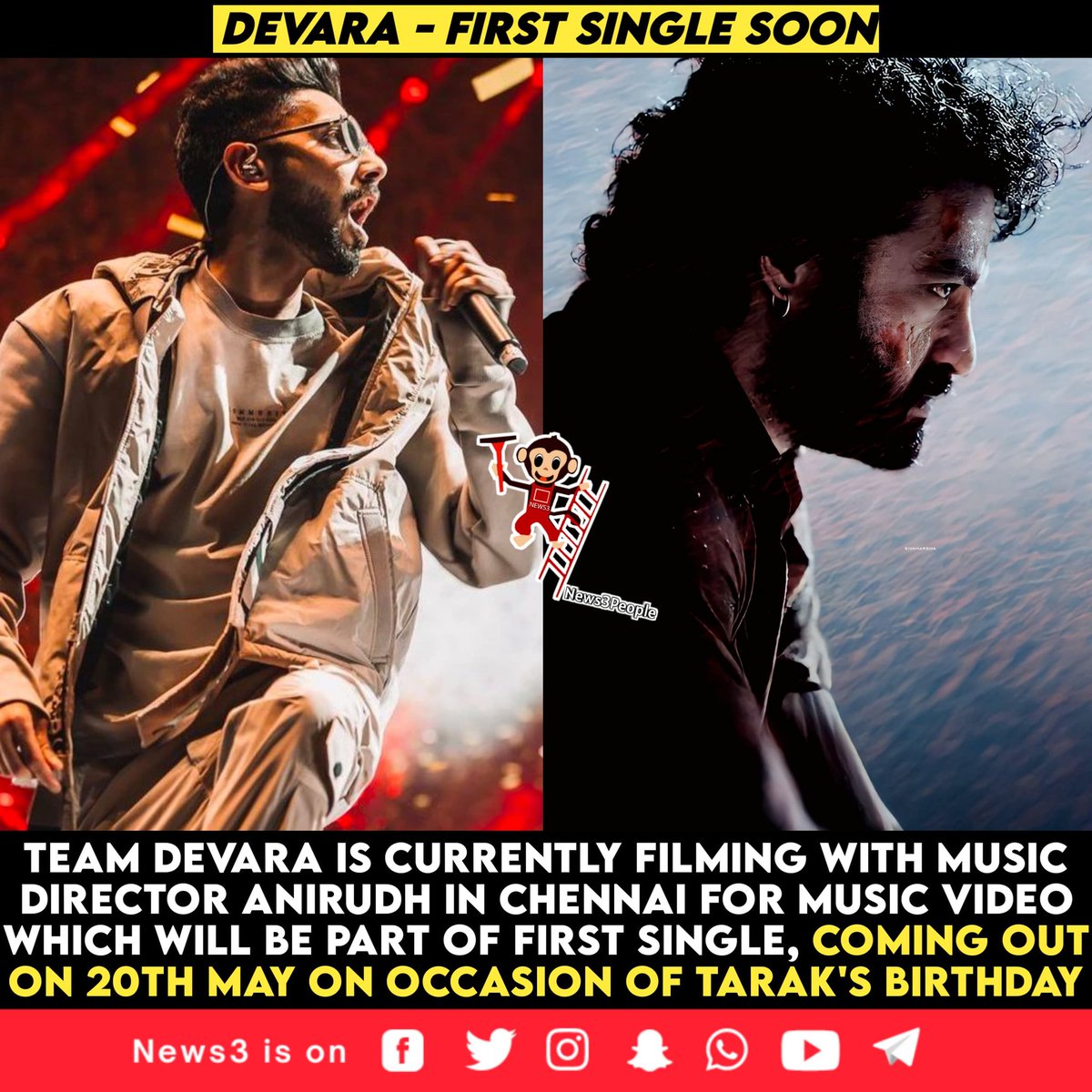 #Devara First Single on the way 💥💥💥 #Anirudh #JrNTR