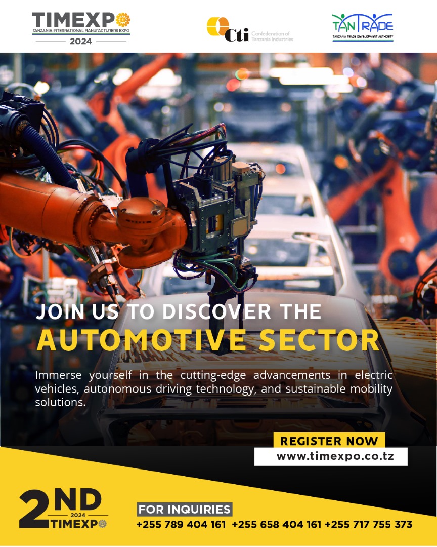 Register now and join us at #Timexpo2024 to discover the Automotive Sector and immerse yourself in the cutting edge advancement in autonomous driving technology and sustainable mobility. @TanzaniaCTI @TanTradepage @masoudkipanya #TanzaniaInternationalManufacturersExpo2024