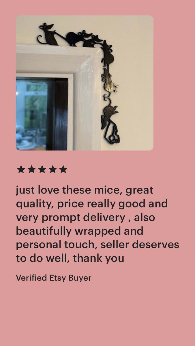 Lovely review from a repeat customer. They bought one Cheese Thieves decoration and then came back and bought 3 more! pigandted.etsy.com/listing/155757… #mhhsbd #EarlyBiz #craftbizparty #UKMakers