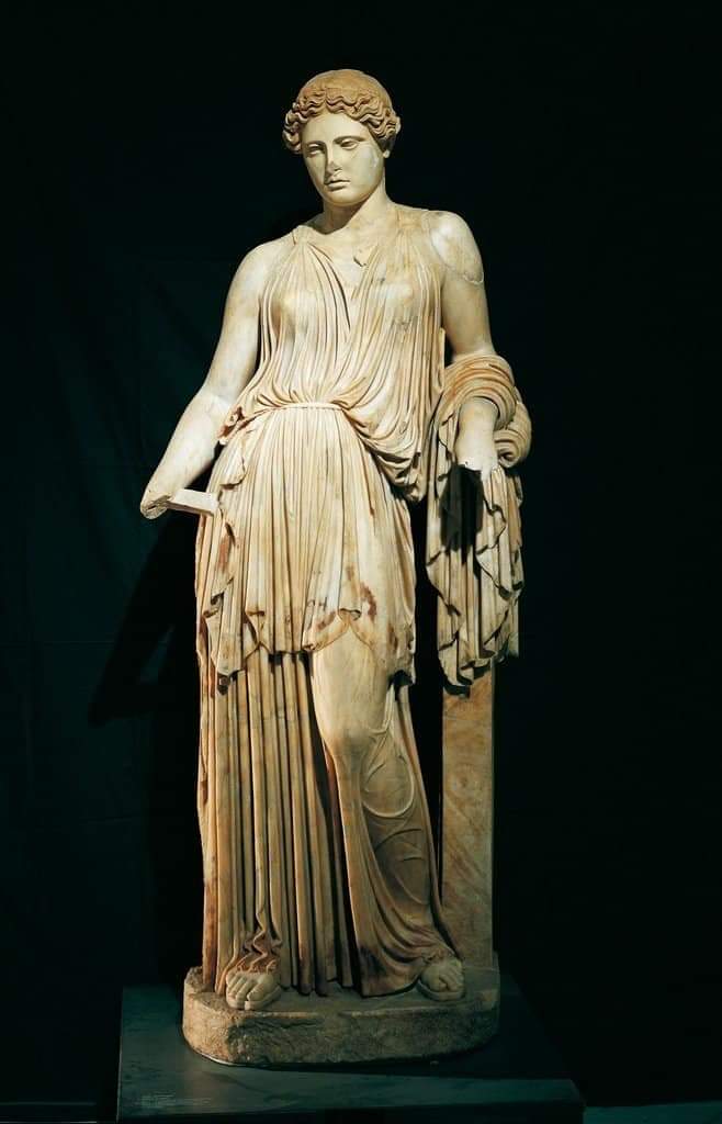 Demeter Statue (1st Century BC); is of white marble and shows numerous traces of its original polychromy, from Villa dei Papiri, Herculaneum.

The marble statue, product of a sculptor neo attic, wearing a heavy tunic type Greek (peplos), fastened at the shoulders with two studs,…