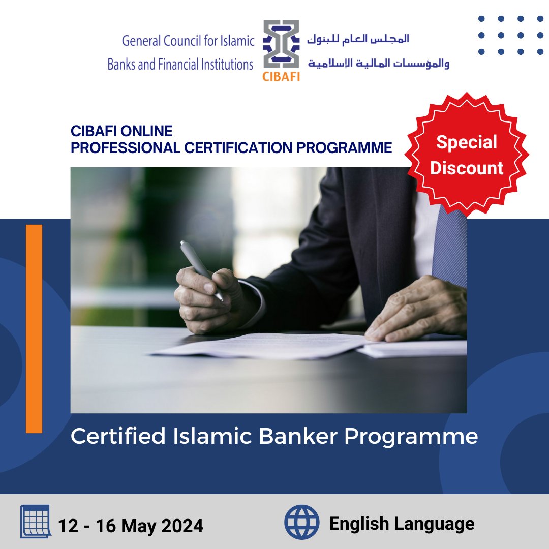 Registration form:  lnkd.in/dG-4cSUG  

Brochure:   lnkd.in/d2e7wcG2

#IslamicBanking #ProfessionalDevelopment #SpecialOffer