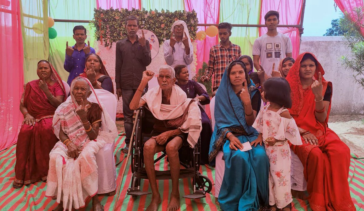 Five generations of a family voted together in Chhattisgarh. Pic via ECI