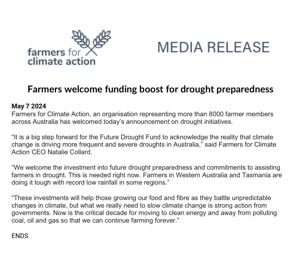Farmers are on the frontline of climate change and the Albanese Government has listened to what they need. @farmingforever