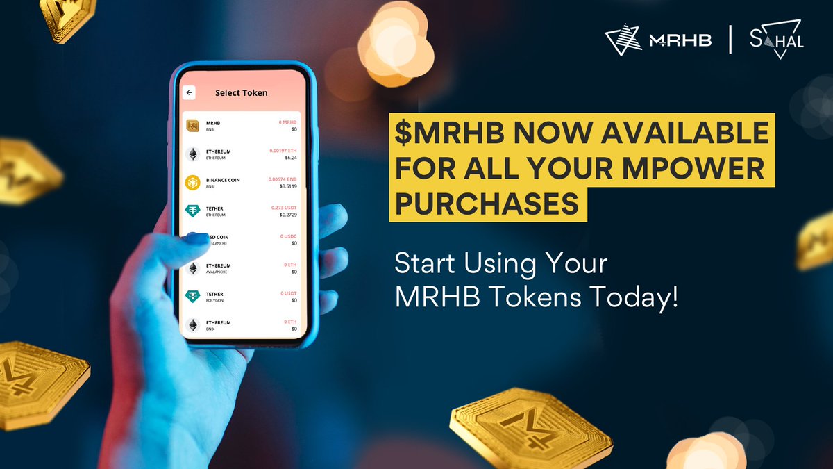 Experience the freedom of secure and convenient digital transactions with #MRHBToken now accepted for all MPower products! 🚀 Explore the benefits today!

#MRHB #SahalWallet #MPower #DigitalSolutions #CryptoPayments #DigitalFreedom #TechSavvy