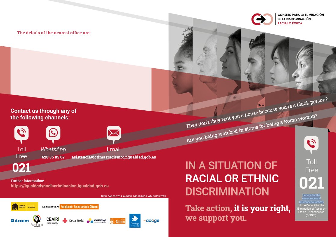 New information leaflet from CEDRE, the Service for Assistance and Guidance to Victims of Racial or Ethnic Discrimination coordinated by @gitanos_org together with 7 other organisations. + info at gitanos.org/actualidad/arc…