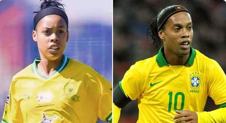 This lady is Michie Minnes.

She plays for Sundown Ladies F.C. of South Africa🇿🇦

She was born on November 14, 2001 (age 22 years), in South Africa.

The million-dollar question now is :

When was Ronaldinho in South Africa?