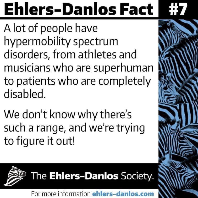 Ehlers-Danlos Awareness Month - Day 7 🦓
#EDS #EDSAwareness #EDSAwarenessMonth #Headache #EhlersDanlosSyndrome #Hypermobility #POTS #MCAS #ChiariMalformation #Dysautonomia 
#IntercranialHypertension #Dislocations #Subluxation #ConnectiveTissue #JointDamage #InvisibleDisability