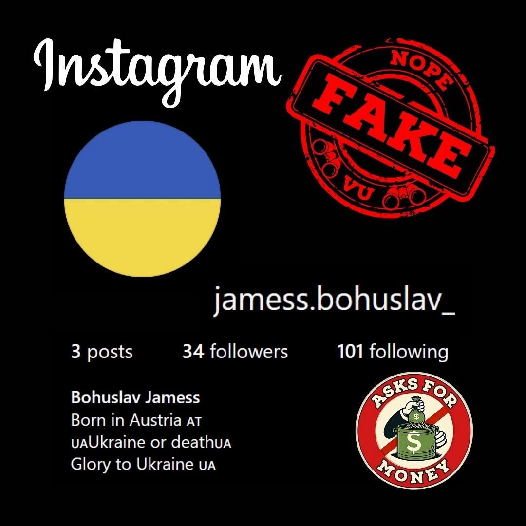 #vu #scamalert #instascam ❌ FAKE SOLDIER: jamess.bohuslav_ aka Bohuslav Jamess instagram.com/jamess.bohusla… ID: 6139972723 e-mail: bohuslavjames@gmail.com ⚠️ IMPERSONATES in DM ✅ instagram.com/Ben.Paramedic