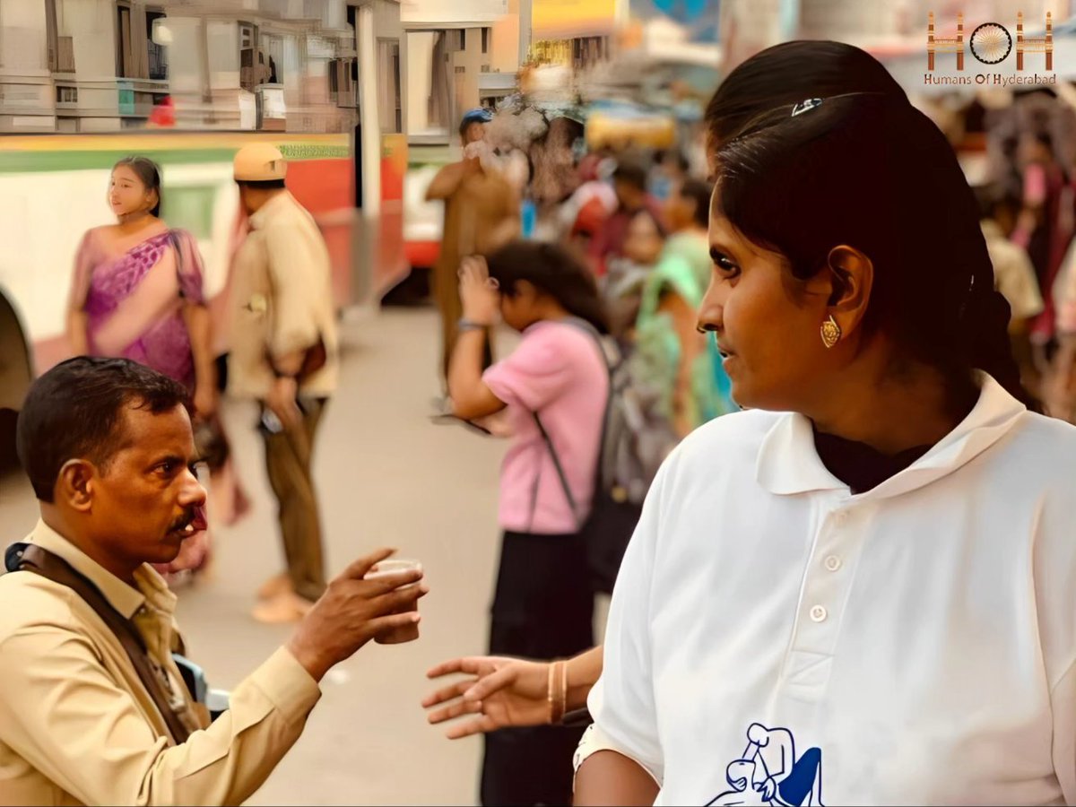 'It's almost 43 degrees out there and we're volunteering for Good Samaritans India founded by Mr. George Rakesh. My friends Swapna, Karuna, and I are handing out free Ragi malt and food to the homeless and general public at Secunderabad bus stand. We've been working hard to