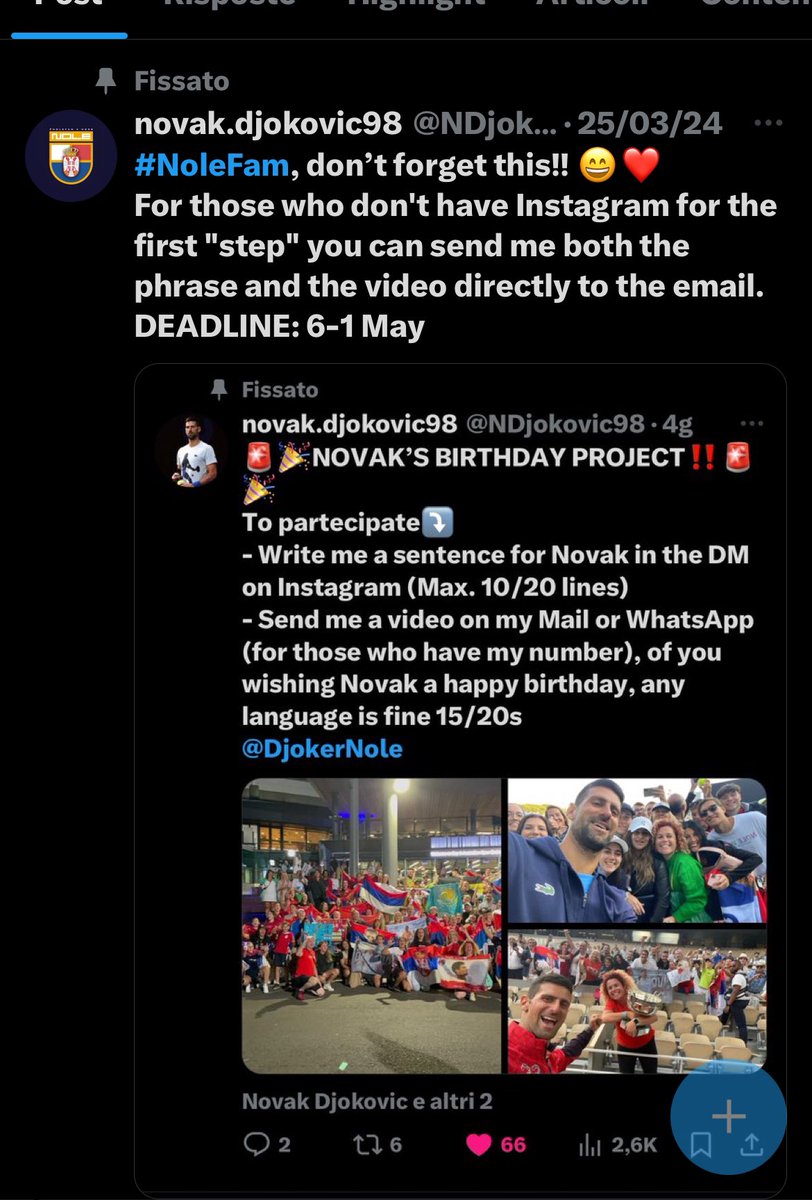 Few days to go for this!! 
#NoleFam 😉🇷🇸❤️.
Novak’s Birthday project!!