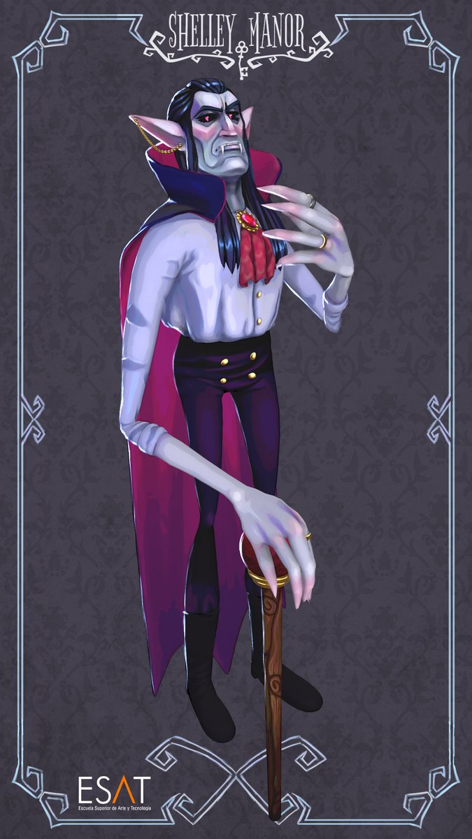 Meet Dracula, a handsome vampire with aggressive tendencies and lustrous hair.

Made by: Laura Rubert

Powered by <a href="/ESAT_Valencia/">ESAT</a> 

#ShelleyManor #characterdesign #digitalart