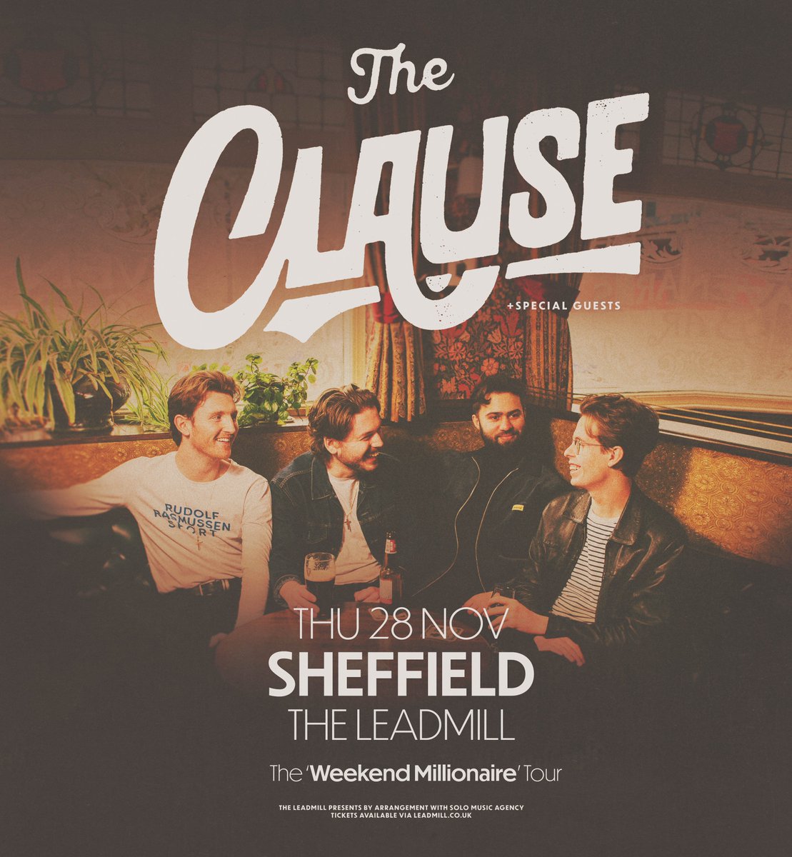 New Show Announcement - @theclauseuk 🚨 With more than enough tunes that deliver the halcyon indie-pop vibe of the late 00s, Birmingham quartet The Clause bring bangers to Sheffield this November 🎸 Tickets on sale this Friday at 10am from leadmill.co.uk/event/the-clau…