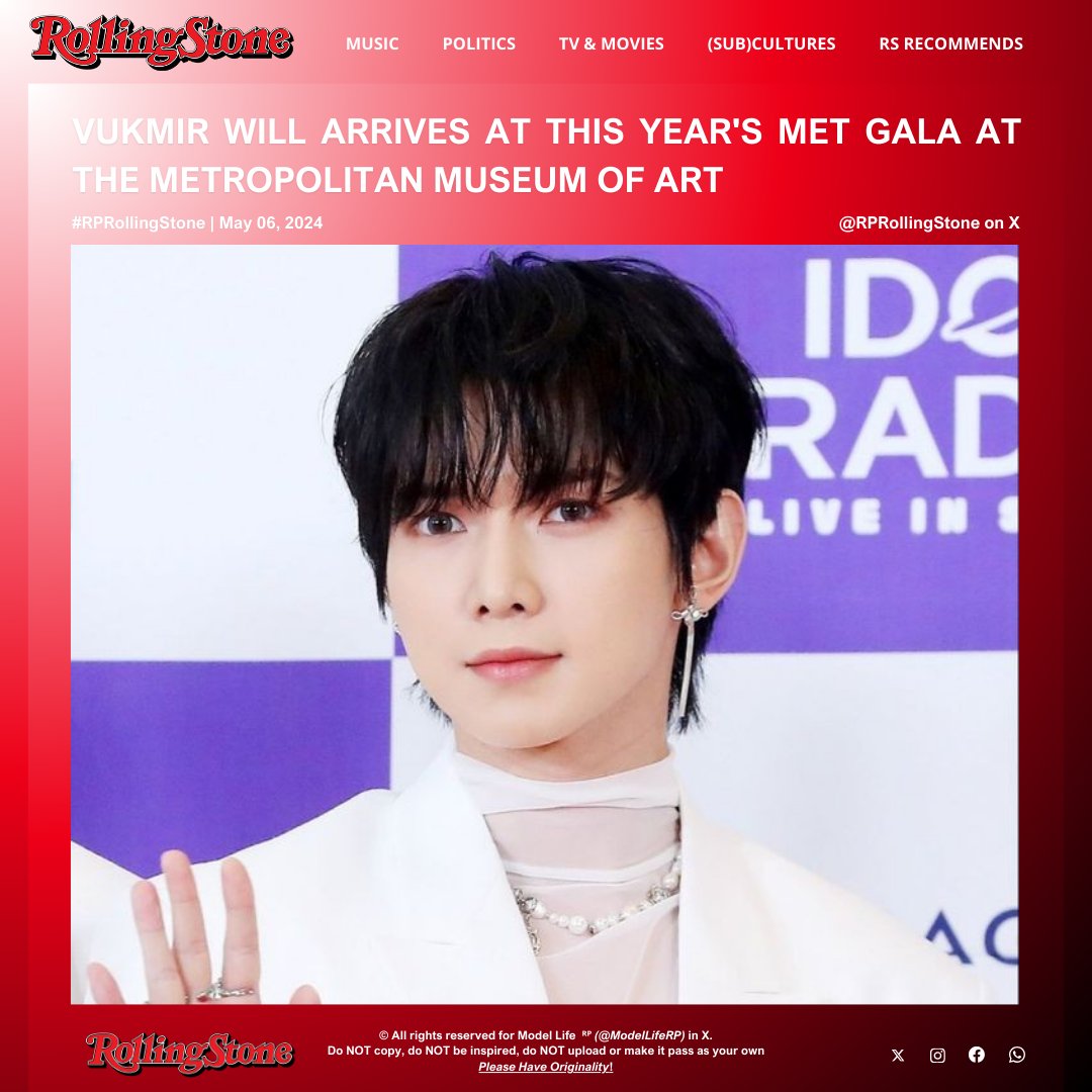 𝗥𝗼𝗹𝗹𝗶𝗻𝗴 𝗦𝘁𝗼𝗻𝗲𝘀 ᴿᴾ •  Pop culture!
Cover • 𝗘͟𝘃͟𝗲͟𝗻͟𝘁͟ • Update • More

﹝  🗞️  ﹞ —— 𝗥𝗲𝗮𝗱 𝗺𝗼𝗿𝗲: 𝗩𝘂𝗸𝗺𝗶𝗿 𝘄𝗶𝗹𝗹 (@cumscry attends to #TheMetGala24RP at the Metropolitan Museum of Arts © #RPRollingStone