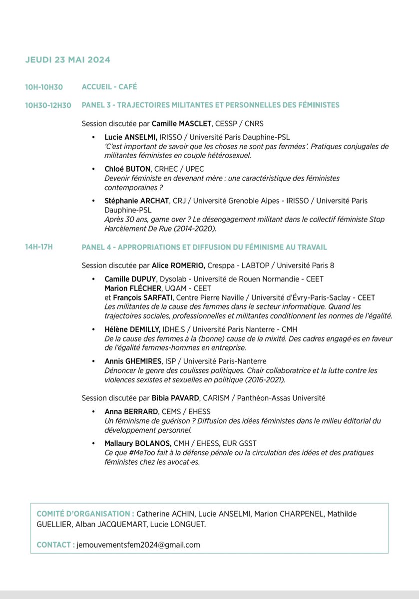 Réservez vos 22 et 23 mai pour ce super colloque sur les transformations contemporaines des feminismes <a href="/IRISSO_PSL/">IRISSO</a> <a href="/DySoLab1/">DySoLab</a> <a href="/Paris_Dauphine/">Université Paris Dauphine - PSL</a> <a href="/univrouen/">Université de Rouen Normandie</a>