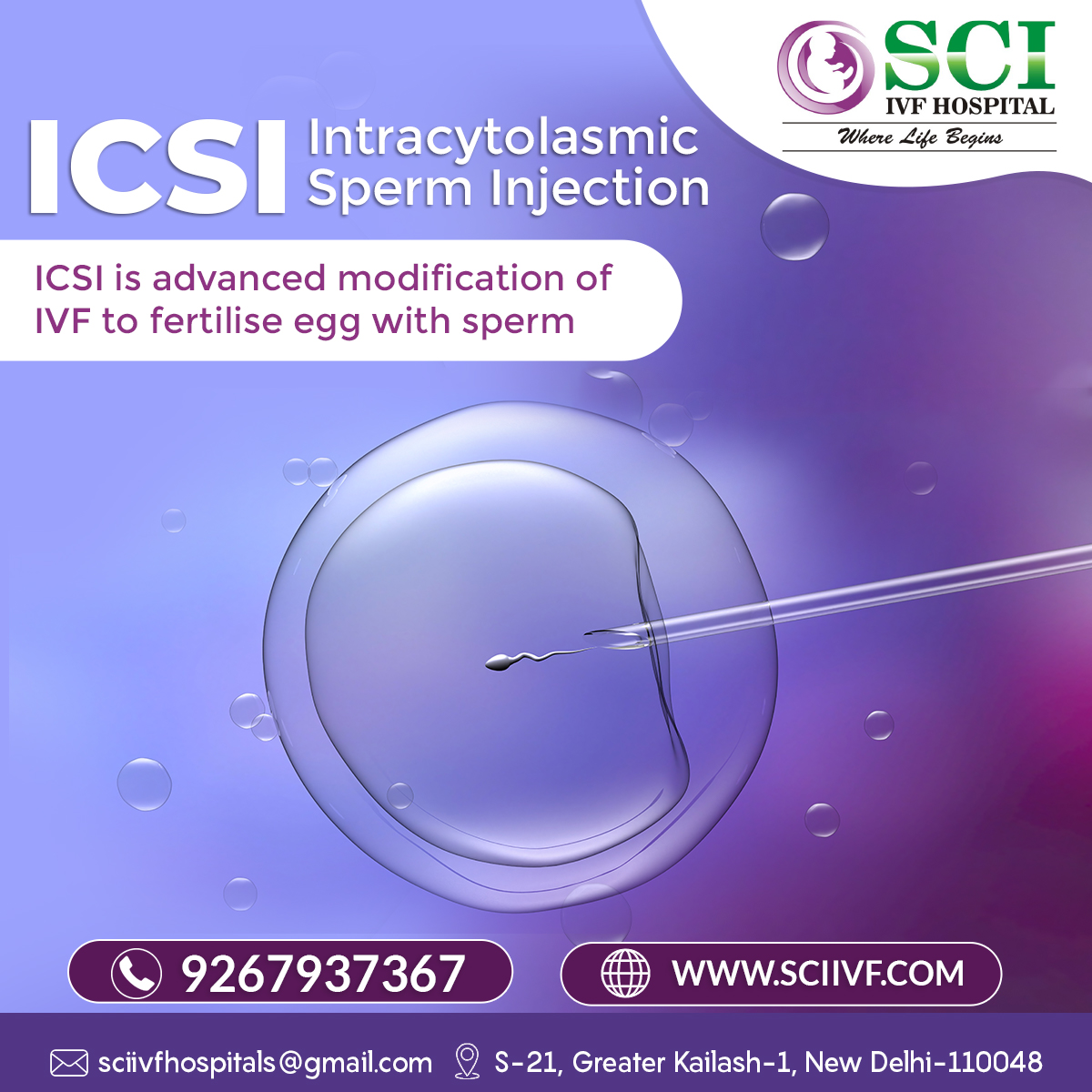 Ready to start your parenthood journey? Discover 𝗮𝗳𝗳𝗼𝗿𝗱𝗮𝗯𝗹𝗲 𝗜𝗖𝗦𝗜 𝘁𝗿𝗲𝗮𝘁𝗺𝗲𝗻𝘁 services at SCI IVF Hospital! Expert care, cutting-edge technology, and budget-friendly options await. sciivf.com/ivf-icsi-treat… #ICSI #IVF #SCIIVFHospital #DrShivaniSachdevGour