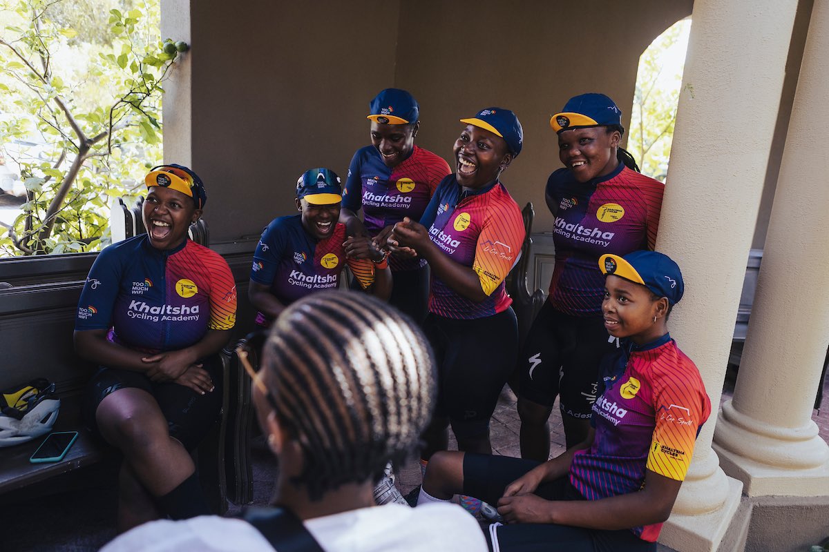 A only girls cycling Academy based in Khayelitsha. Not only have the girls just participated in a gruelling 7km TT but they’ve also just been told that 2 of the girls get an opportunity to ride the @hotchillee.cc London-Paris. Can you tell how excited they are?